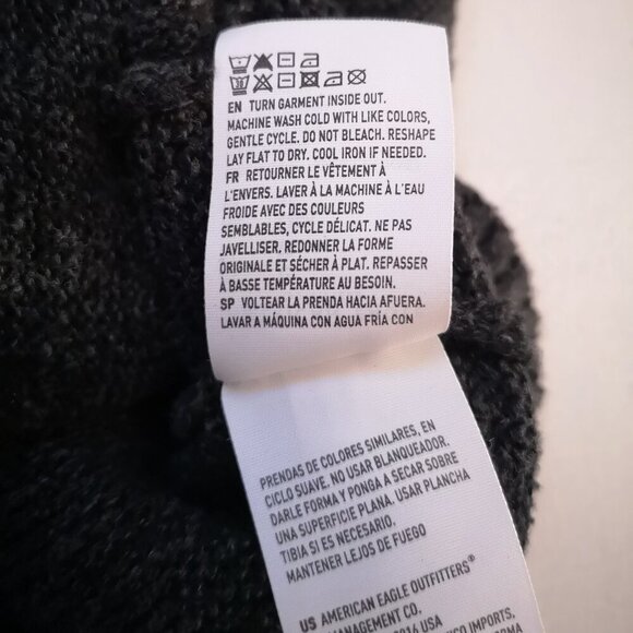 American Eagle Men's Size XS Full Zip Dark Grey Sweater - Picture 7 of 13